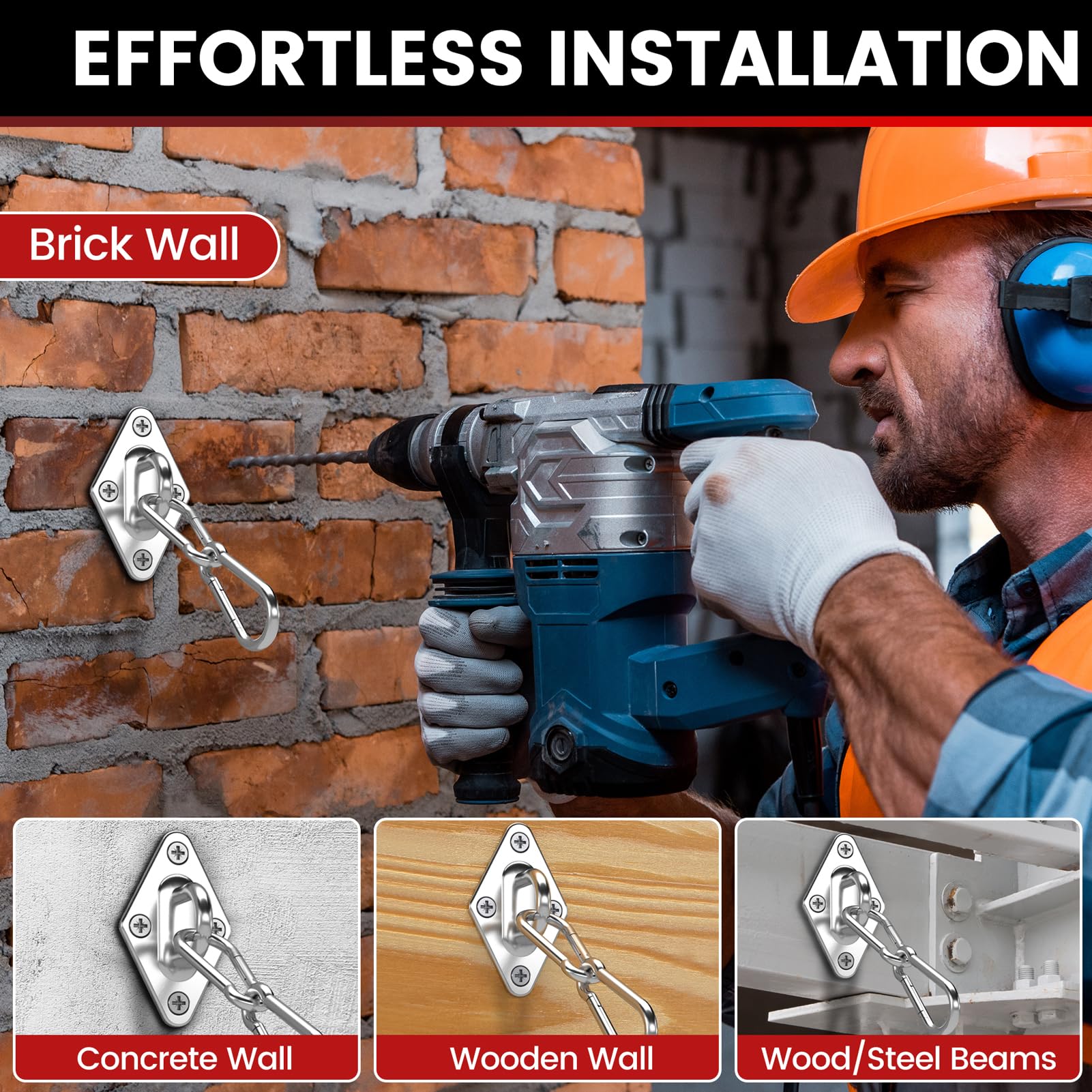 Sprookber heavy-duty eye plate hook close-up highlighting robust welds.