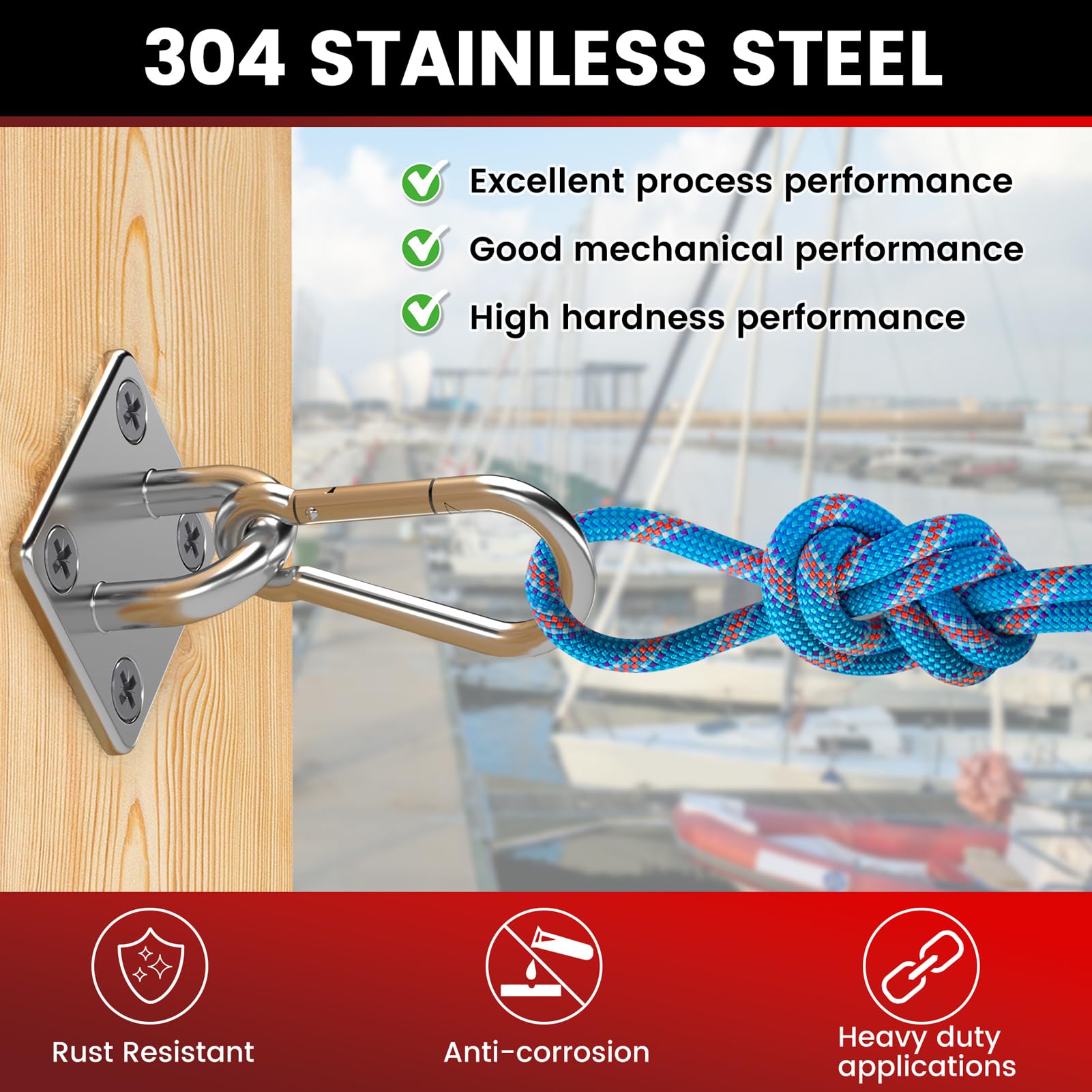 Sprookber marine hardware resists rust for boats, docks, and marine setups.