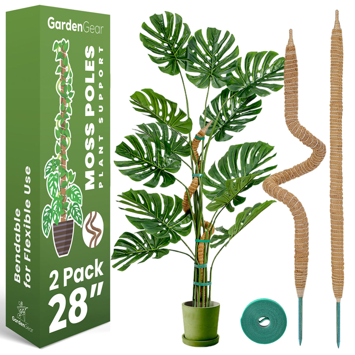 Sproot 28-inch moss pole bendable supports indoor Monstera climbers.