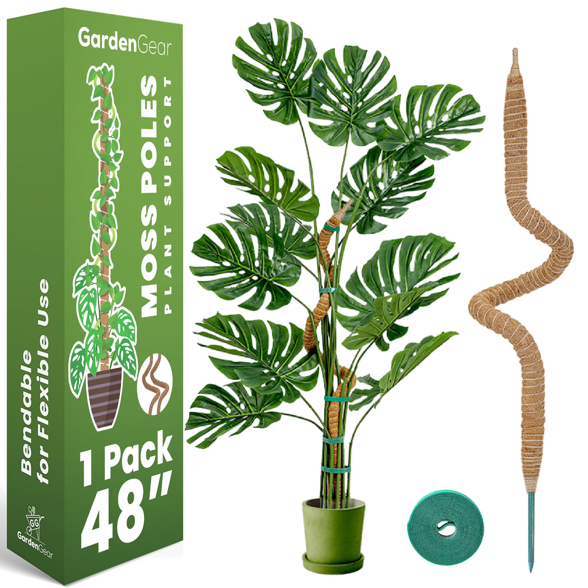 Sproot 48in bendable moss pole supports monstera growth for a vertical display