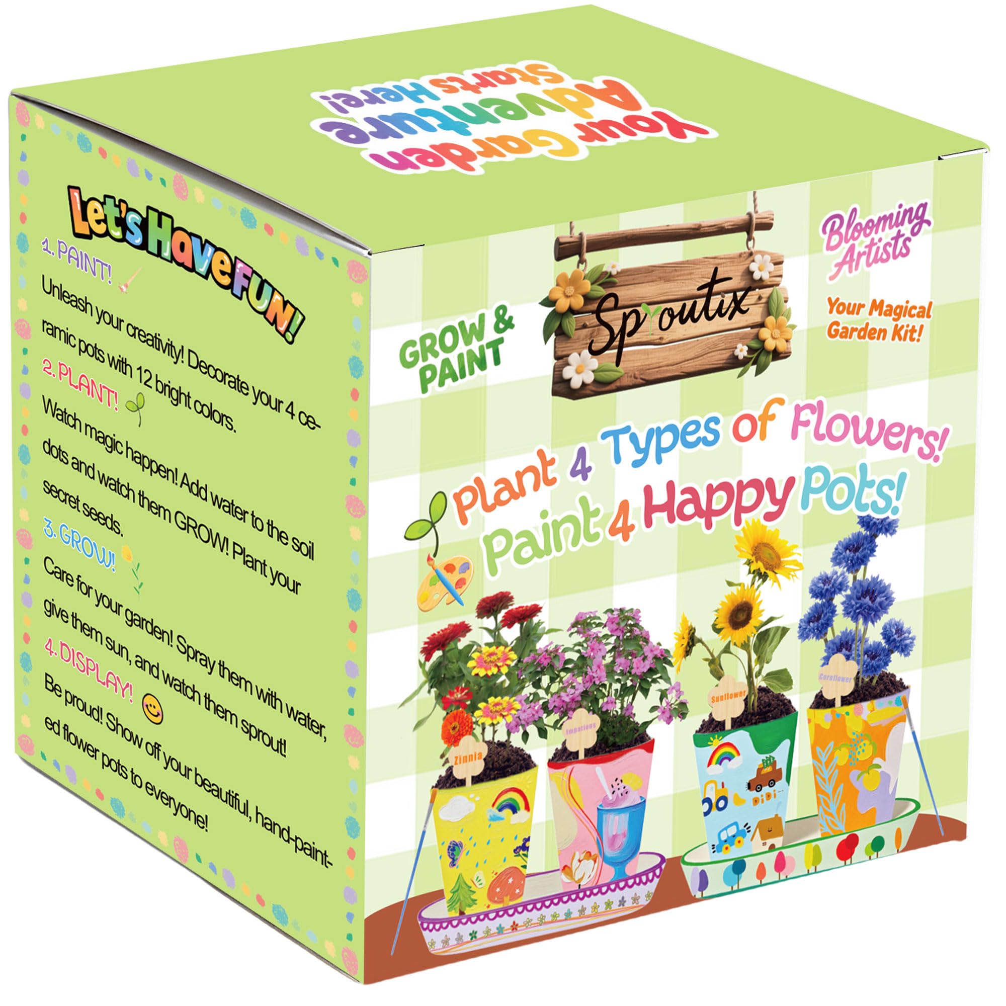 Sproutix Paint & Grow Kit: palette and paints for creative decorating.