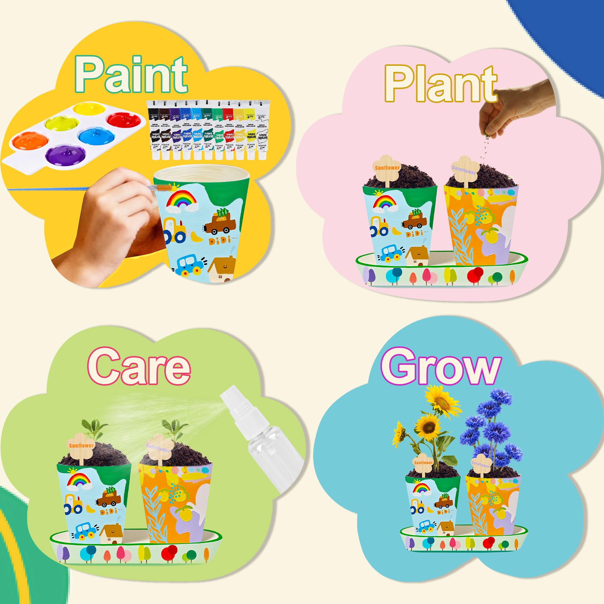 Sproutix Paint & Grow Kit: soil discs expand with water for easy planting.