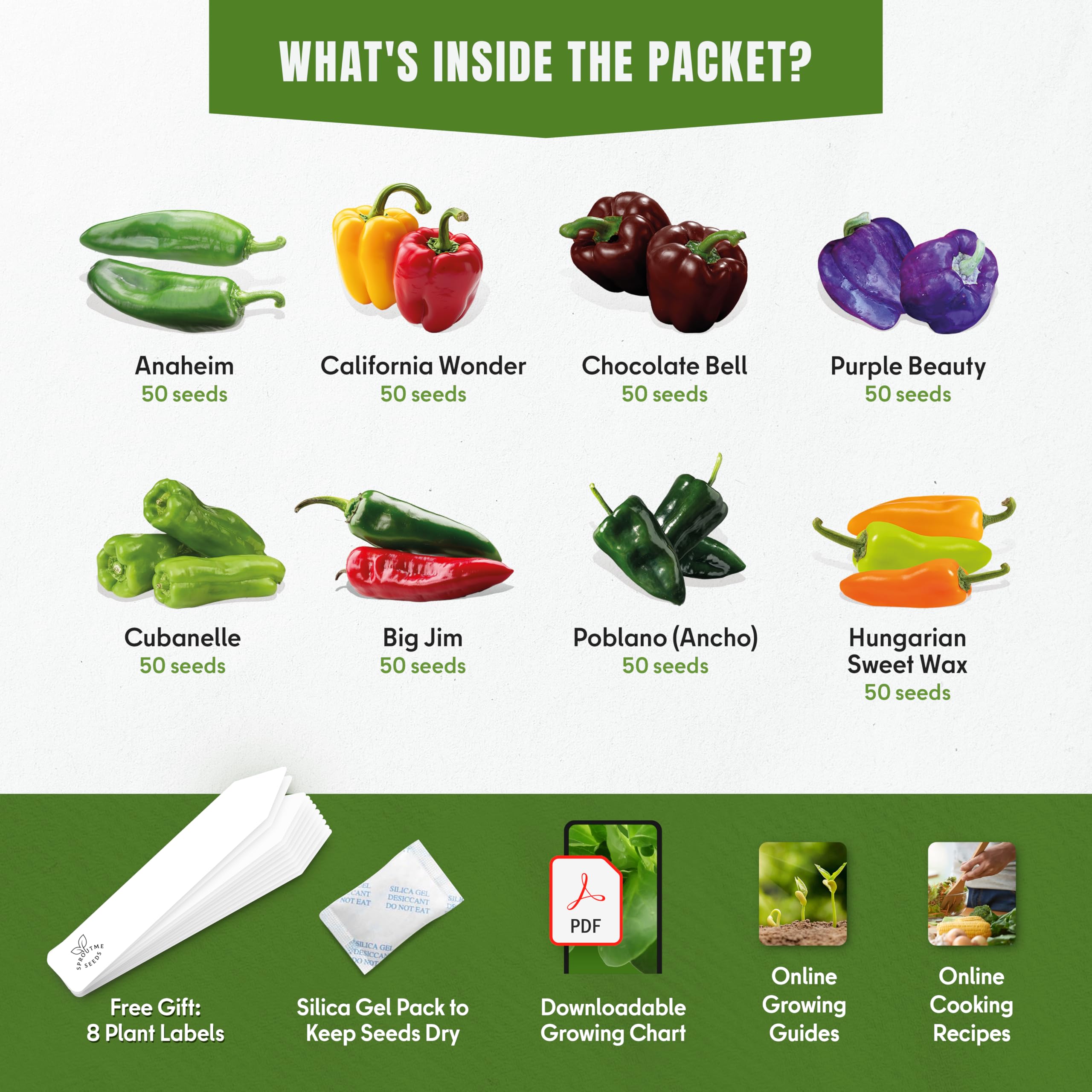 SproutMe Seeds Cubanelle pepper image ideal for crisp sautéed dishes.