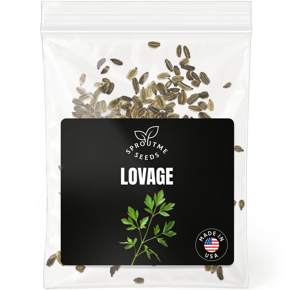 SproutMe Seeds Lovage seeds packaging for simple home sowing.
