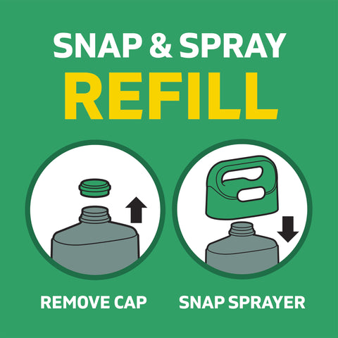 Spruce Weed Killer Refill applied to driveway cracks targeting weeds.