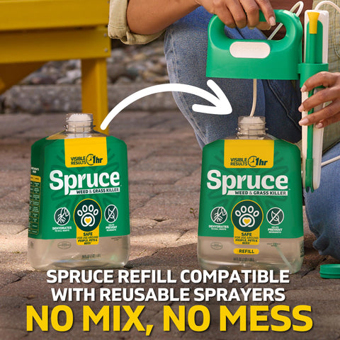 Spruce Weed Killer Refill cap removed, ready to spray.