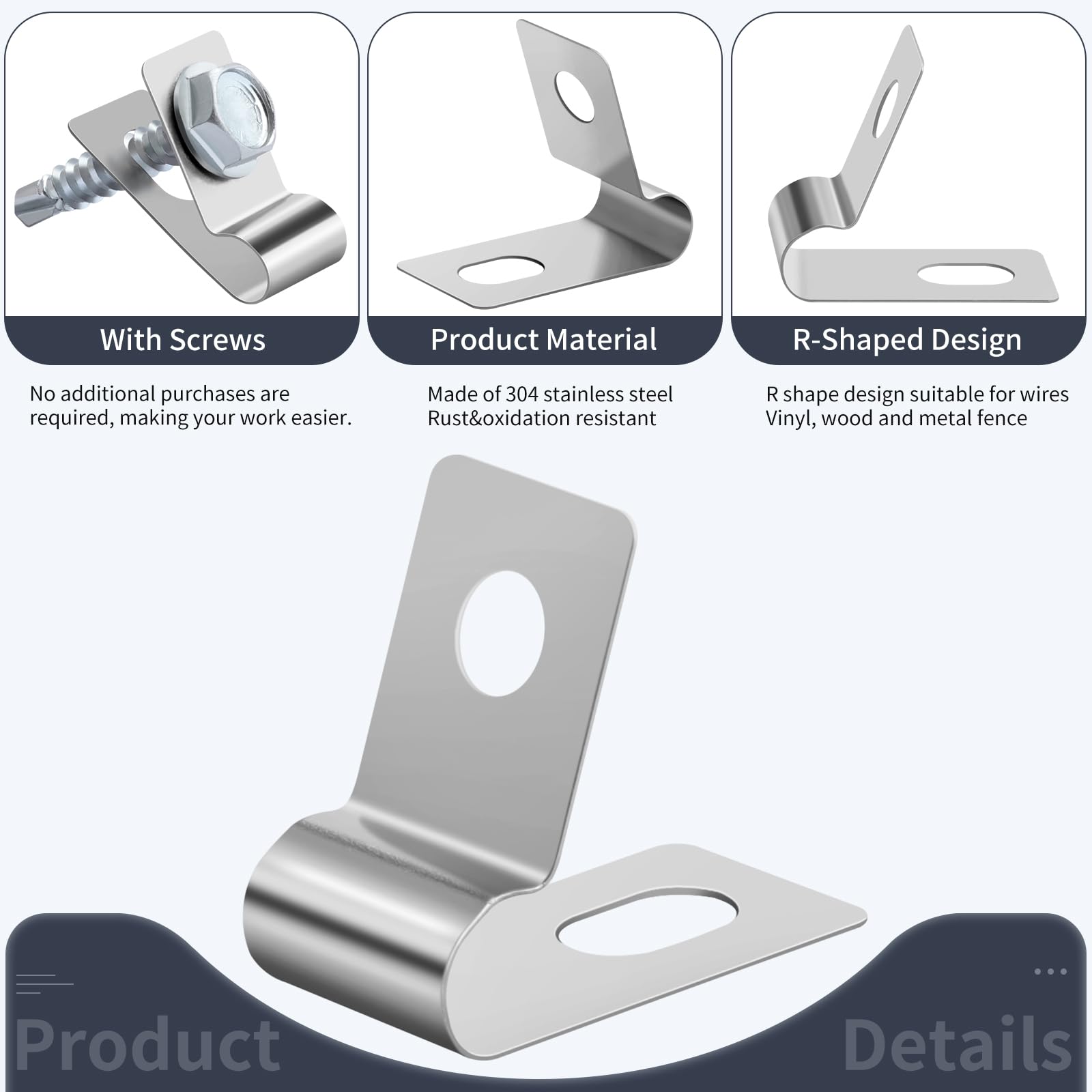 Sptchapn post-mount clips attach firmly to wood or metal posts.