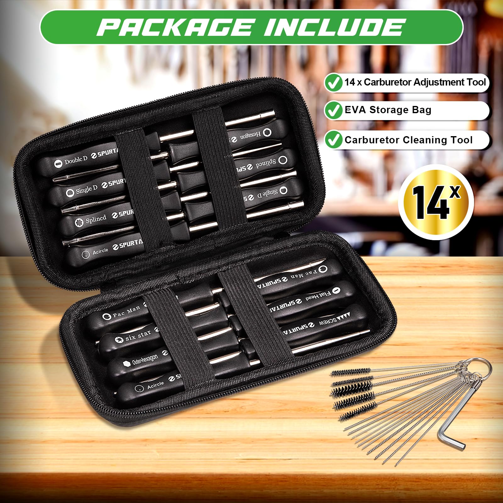 Spurtar complete tool set with diverse tips for maintenance
