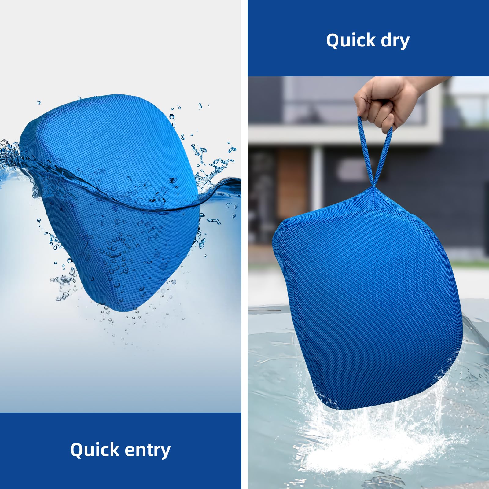 SPVIKISGO booster seat blue in-use in a hot tub demonstrates elevation.