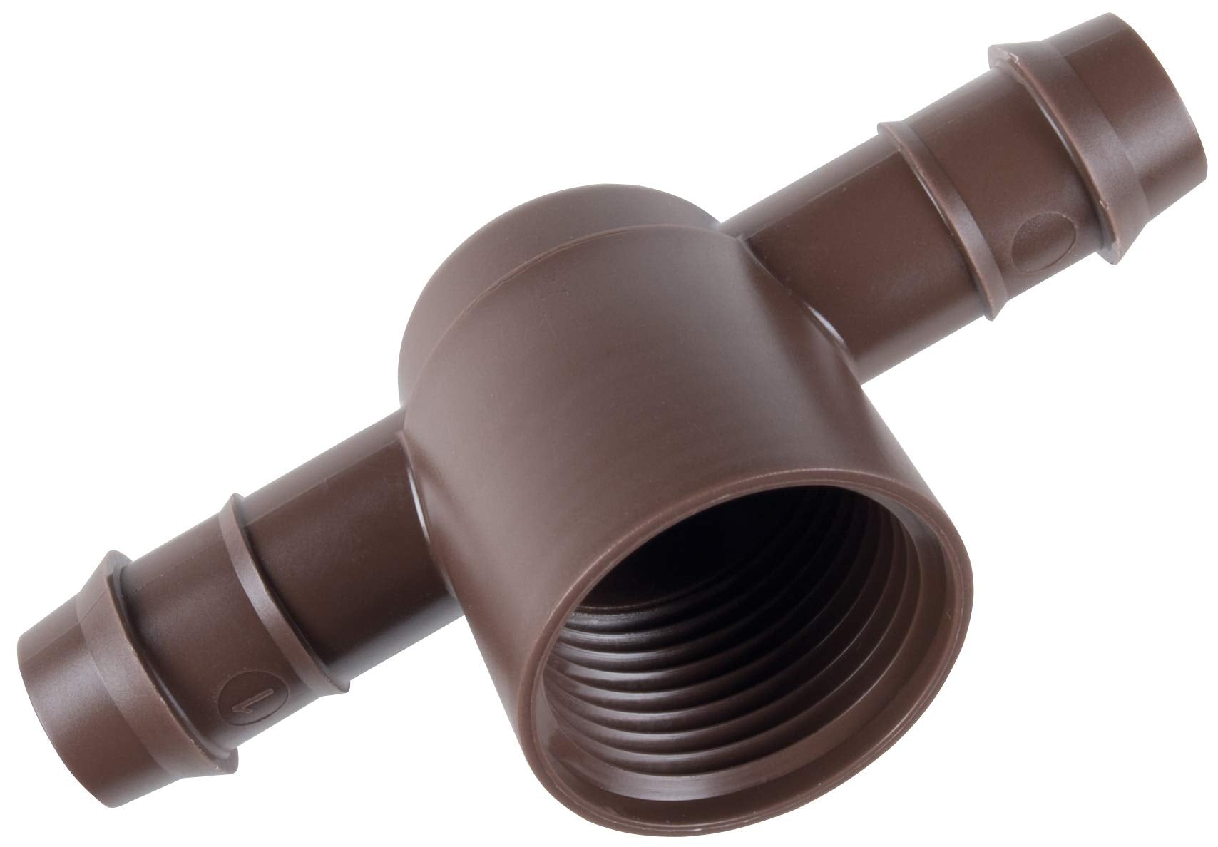 SPW Hunter PLD075TBTEE barb tee close-up demonstrating durable 17 mm barb connection for reliable drip irrigation