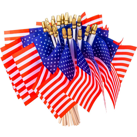 spxkd 40-pack american flag on stick, full-color design for patriotic outdoor displays