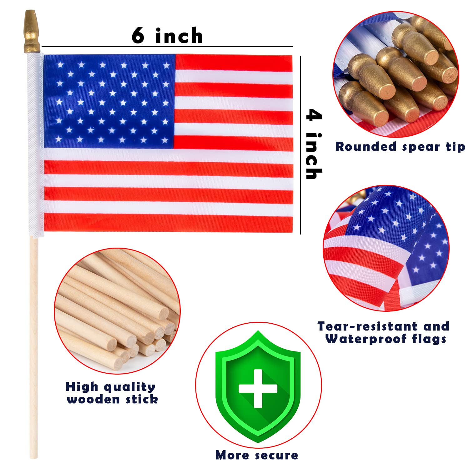 spxkd flag on stick close-up showing polyester material and durable print