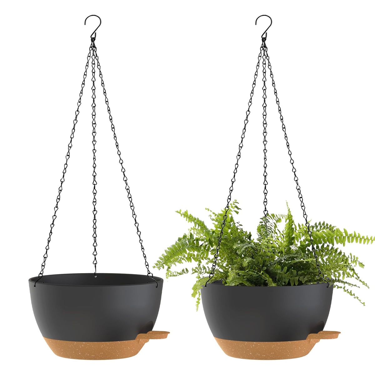 SQKH 12-inch hanging basket with chains, perfect for elegant indoor or outdoor display.