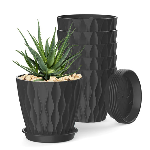 SQKH 4-inch pot pack with drainage holes and attached tray for mess-free watering