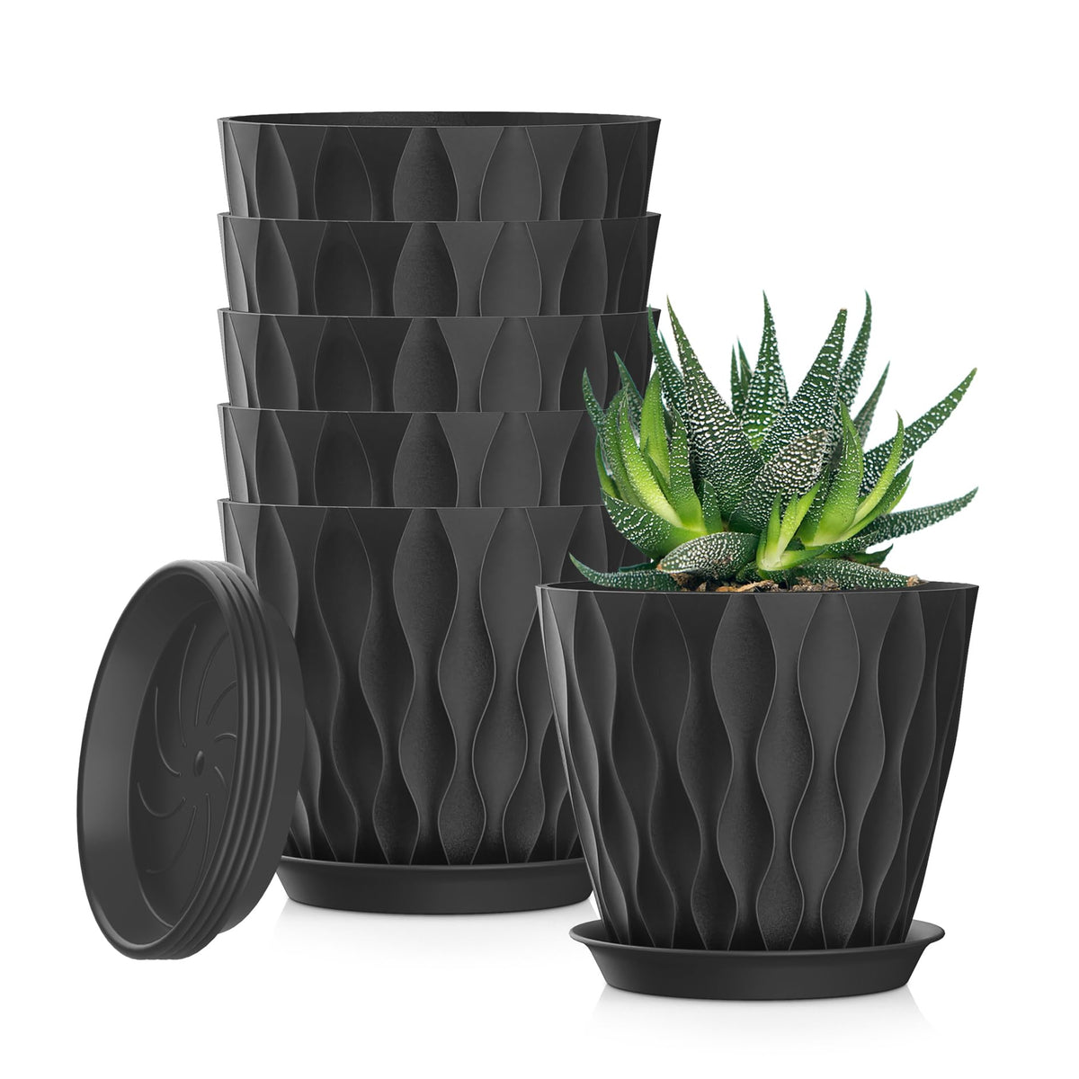 SQKH 5-inch planter pots front view, durable indoor planters for small plants.