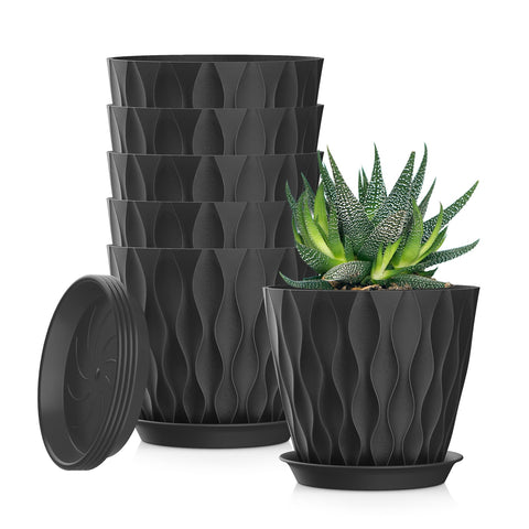 SQKH 5-inch planter pots front view, durable indoor planters for small plants.