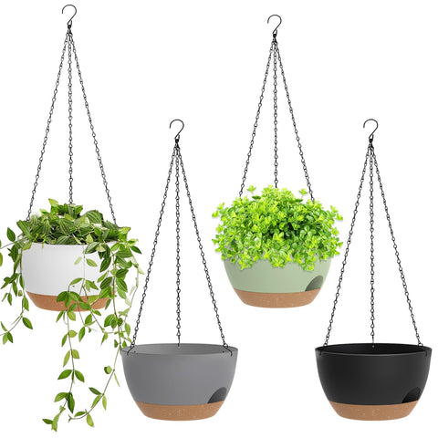 SQKH 8-inch self-watering hanging planter with reservoir for steady root hydration