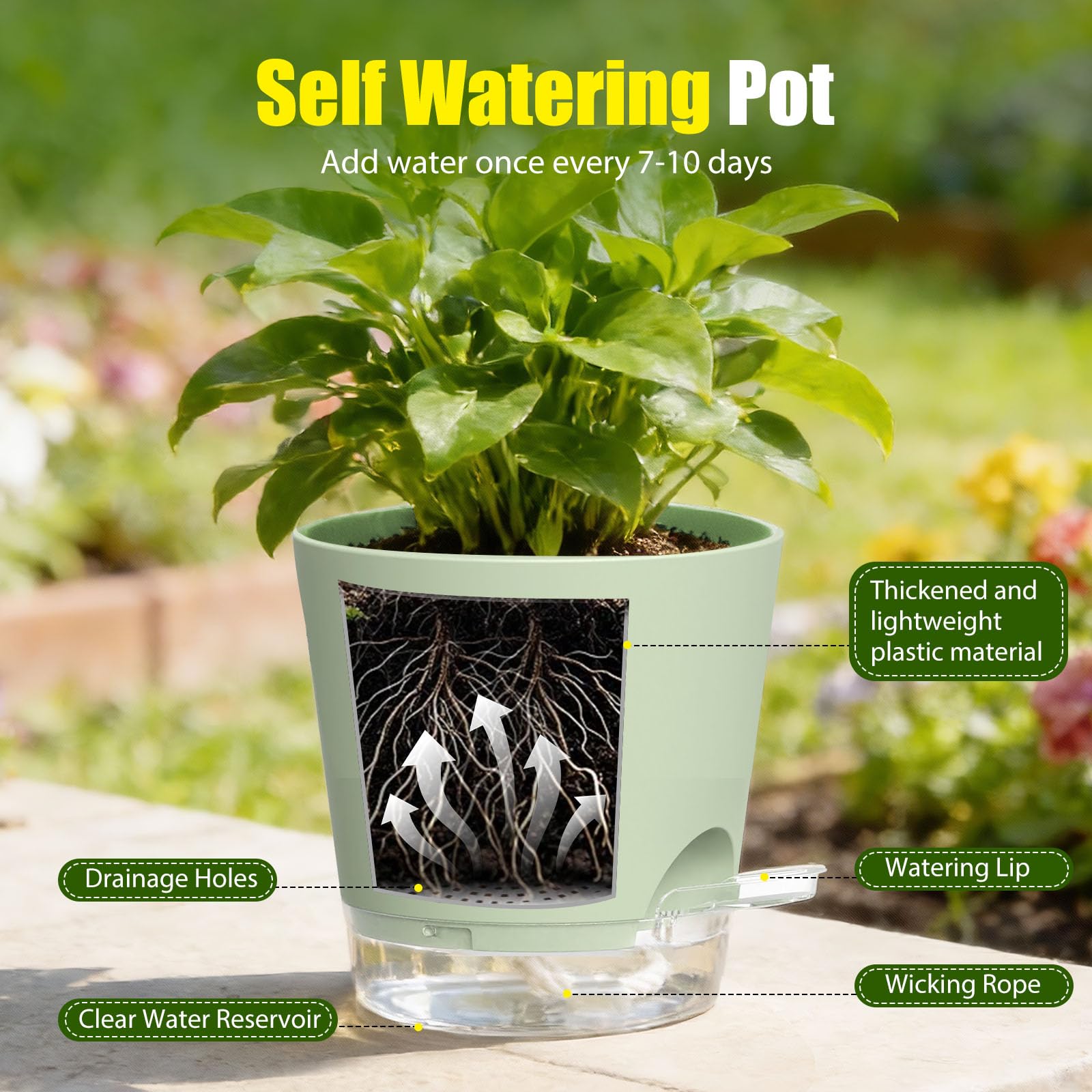SQKH clear saucer included with pot for mess-free watering