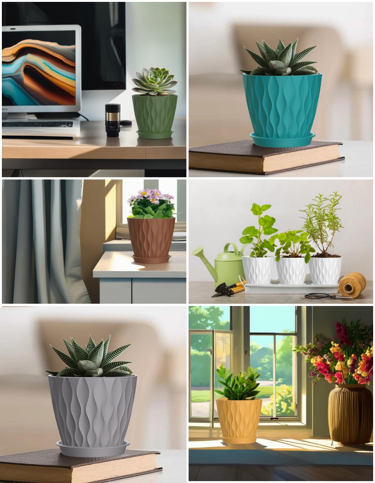 SQKH sturdy polypropylene pots resist sun damage for long-term use.
