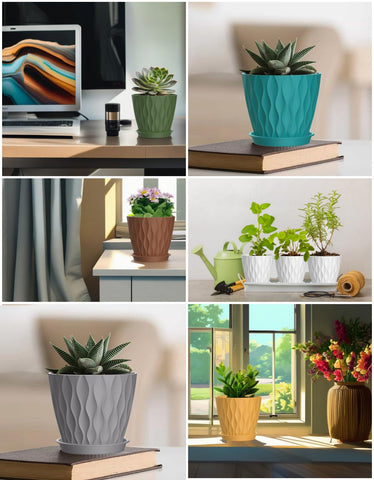 SQKH sturdy polypropylene pots resist sun damage for long-term use.