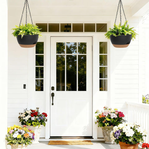 Four-pack SQKH hanging planters ready for cohesive garden displays.