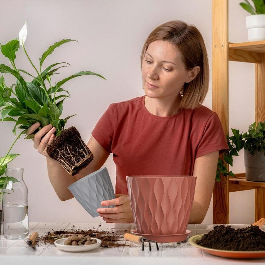 SQKH indoor outdoor plant pots fit balconies, windowsills, and shelves.