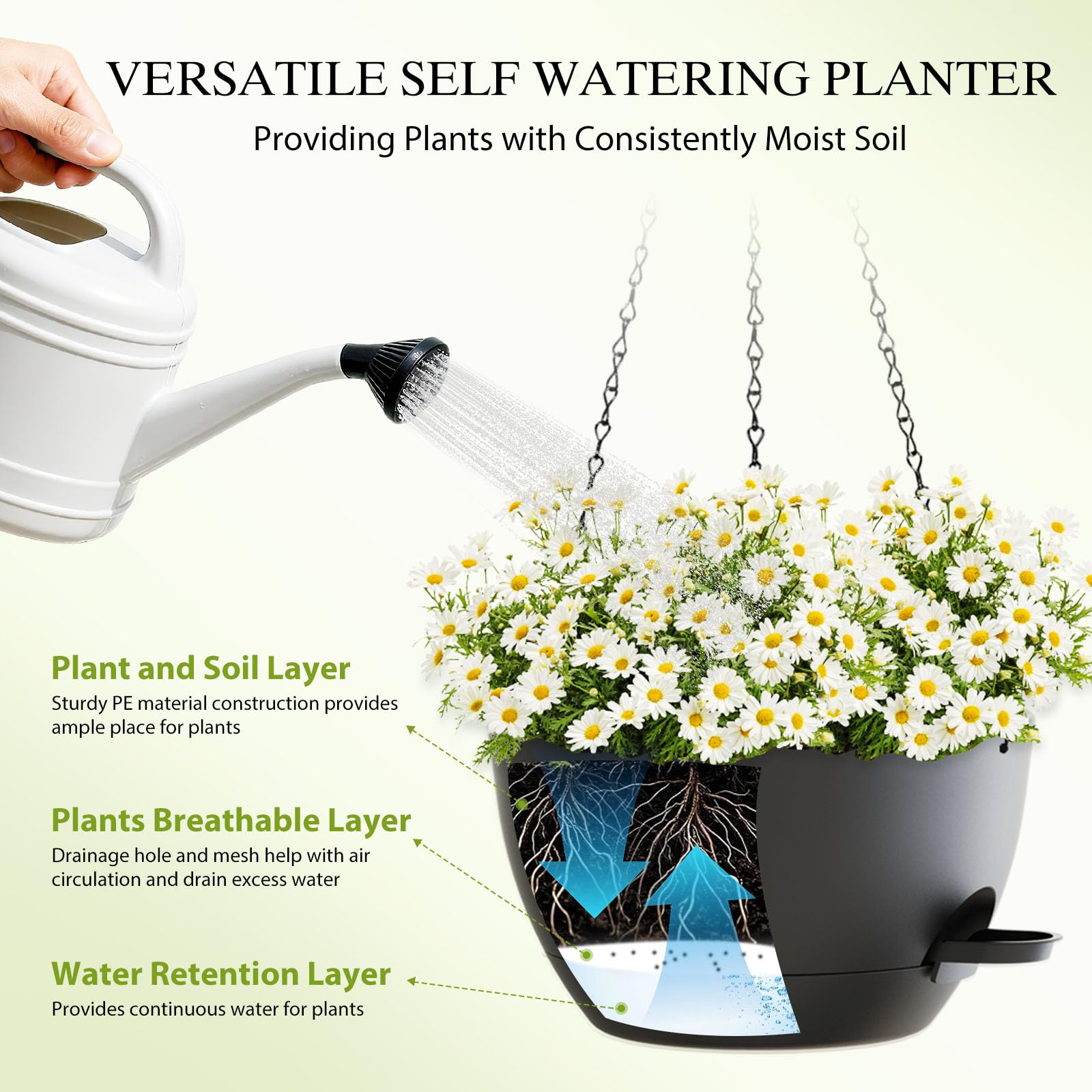 SQKH 10-inch planter material resists weathering without fading.