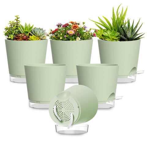 SQKH 7-inch self-watering pot six-pack for easy plant care.