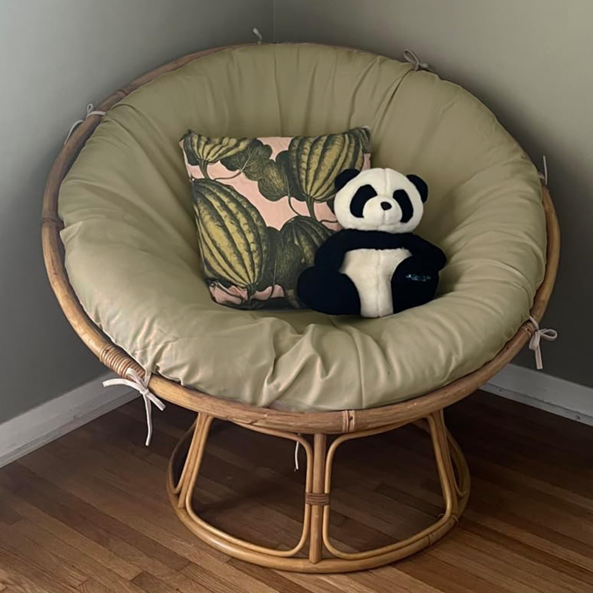 Sqodok papasan cover beige machine-washable construction simplifies cleaning.