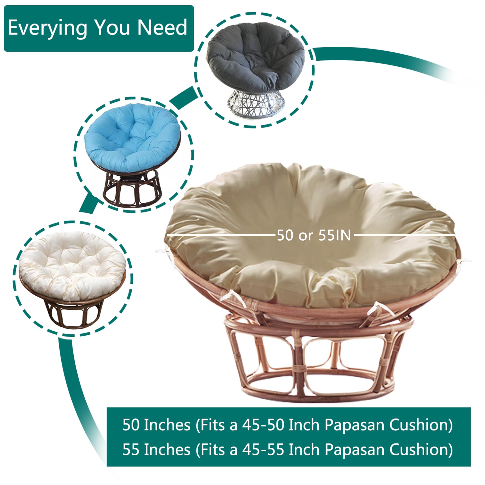 Sqodok papasan cover beige zipper closeup enables easy on/off and slim fit.