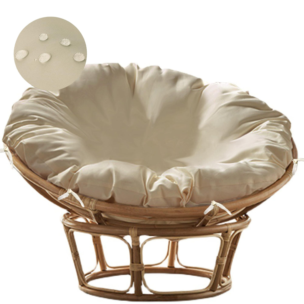 Sqodok papasan cover beige front view for 50-inch cushions enhances style and protection.