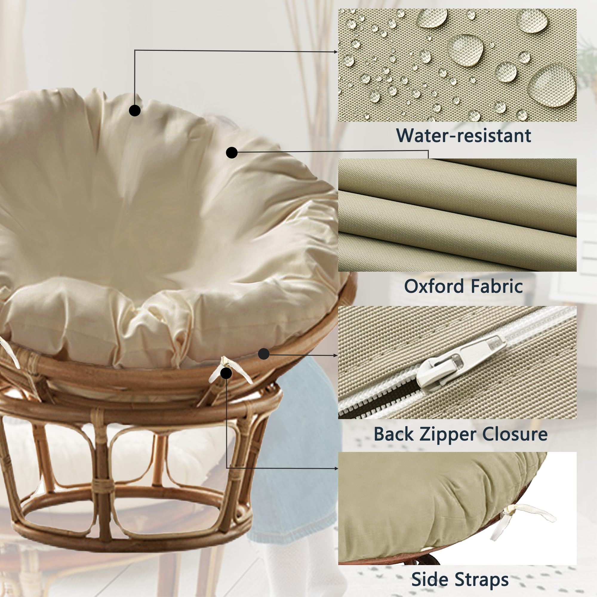 Sqodok Papasan cushion cover machine-washable for convenient care and freshness.