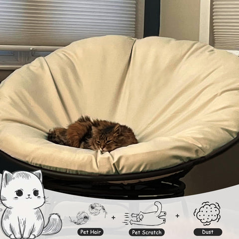 Sqodok Papasan cushion cover strap design demonstrates cushion stability during use.