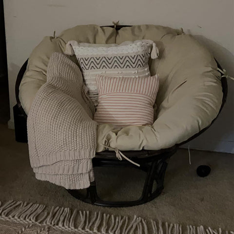 Sqodok Papasan cushion cover beige texture adds subtle, neutral style.