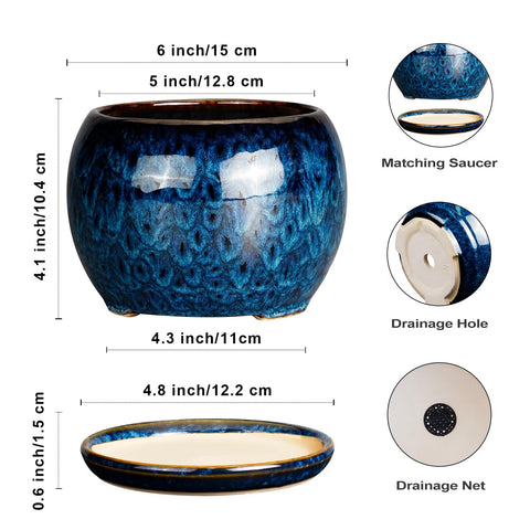 Close-up of SQOWL blue glaze highlighting the glossy ceramic finish