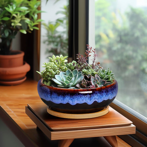 SQOWL round indoor planter ideal for compact succulent or herb arrangements.