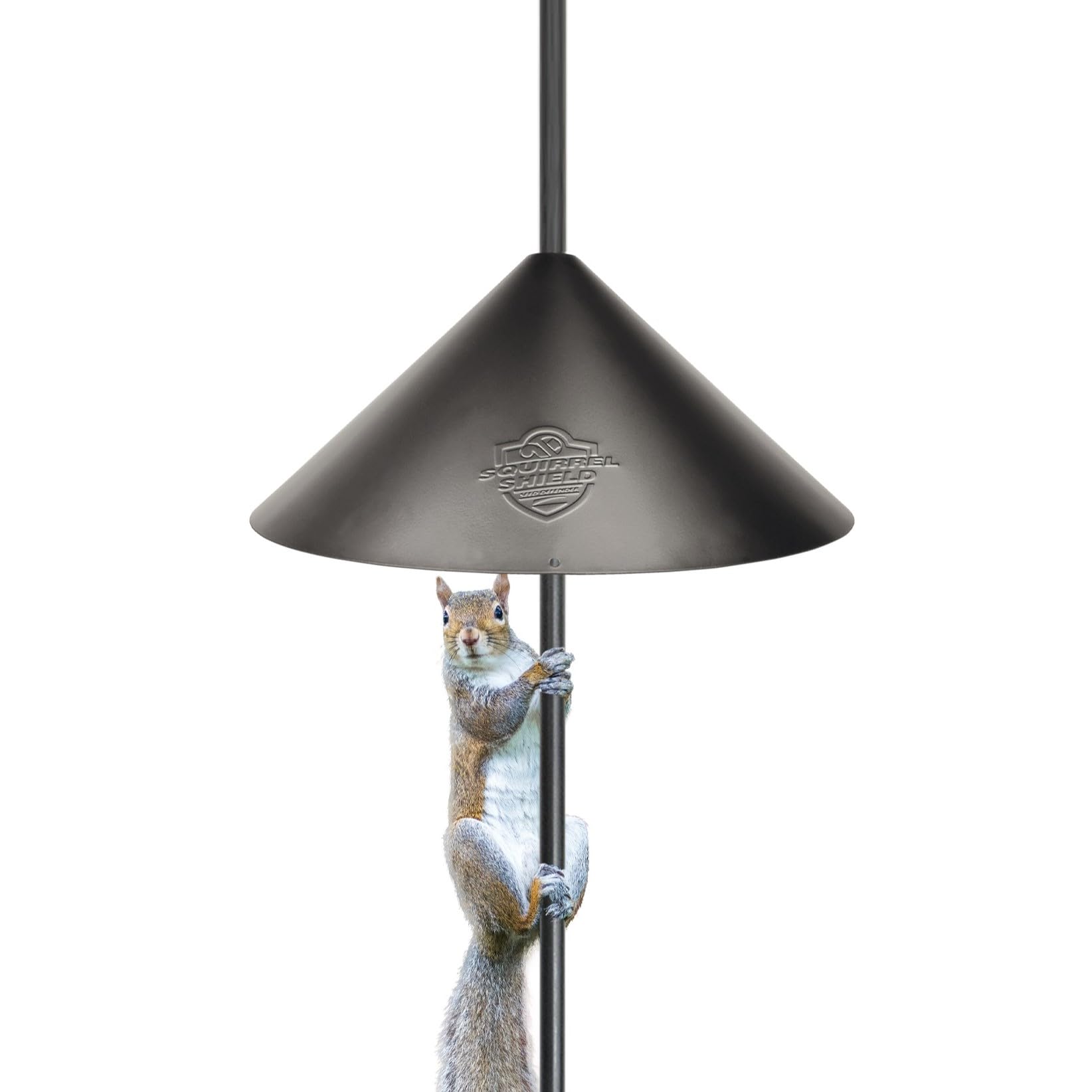Squirrel Shield 18inch metal baffle assembly protects seed and preserves bird access