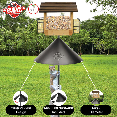 Squirrel Shield dome weather guard protects seed from precipitation