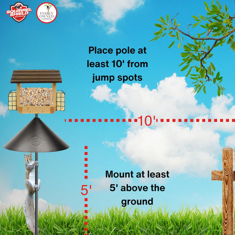 Squirrel Shield fits pole diameter half to one and a half inch for broad compatibility