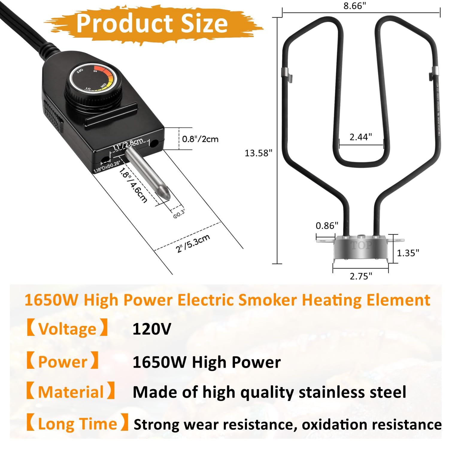 Squirrel Wood Artware stainless steel probe for durable temperature sensing during smoking.