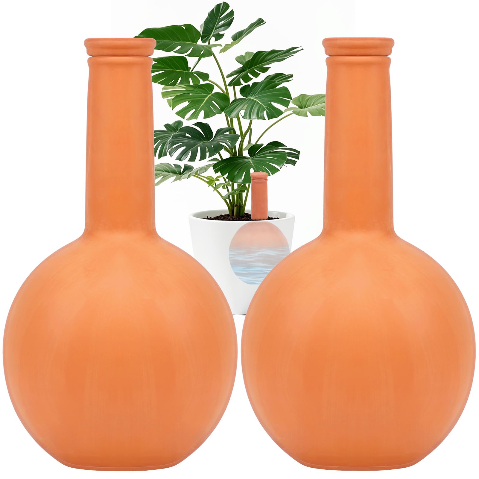 Srapwati 30oz terracotta watering globe buried in soil for steady root moisture