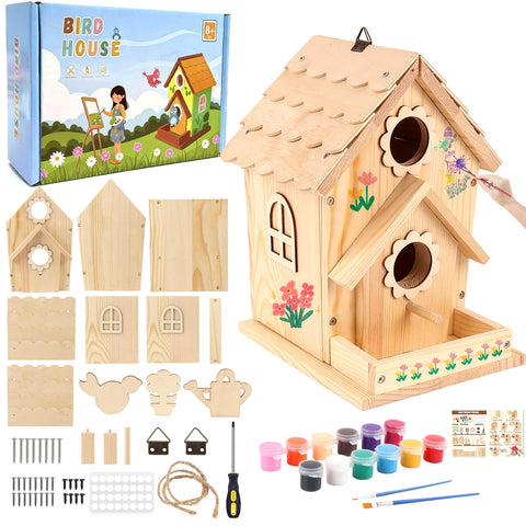 Srapwati cedar birdhouse kit assembly guides families to build together.