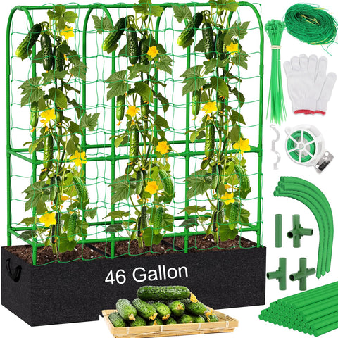 Srapwati cucumber trellis 65h-50w guides climbing plants toward easier harvest.