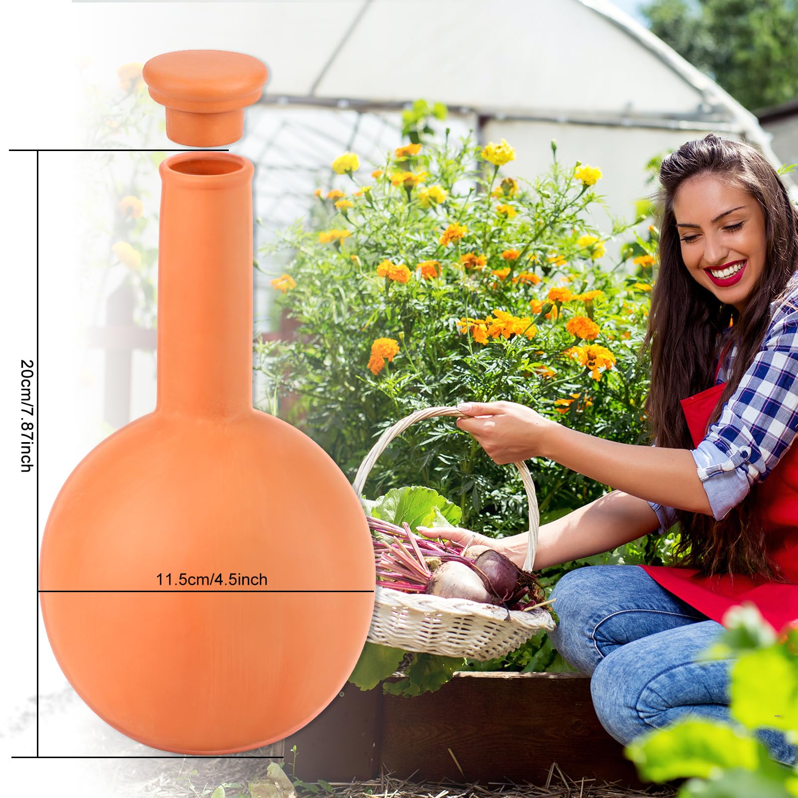 Srapwati indoor and outdoor terracotta watering globe in scene