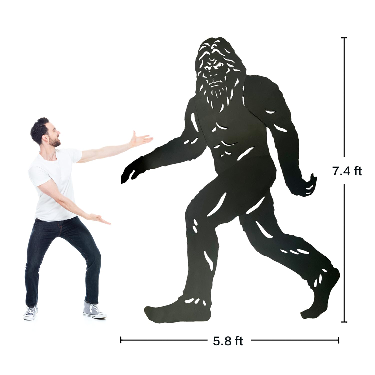 SRDJXY Bigfoot garden statue made of metal resists weather for lasting outdoor display.