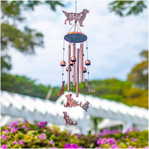 SRDJXY Six-dog wind chime adds playful charm to porches and gardens.