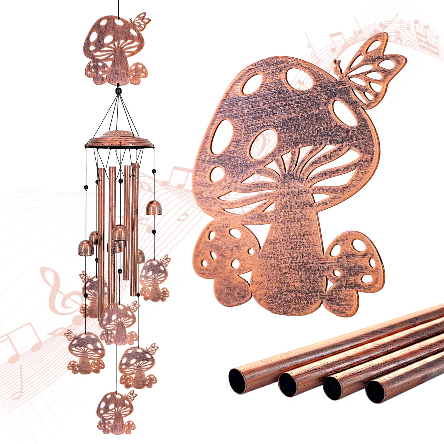 SRDJXY Mushroom Wind Chime full assembly for outdoor garden ambiance