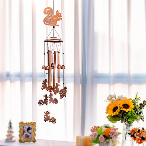 SRDJXY Squirrel Wind Chimes with durable nylon rope for weather resistance