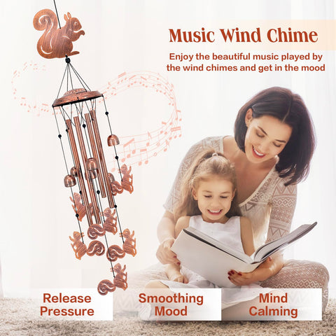 SRDJXY Squirrel Wind Chimes on patio or porch for soothing soundscape