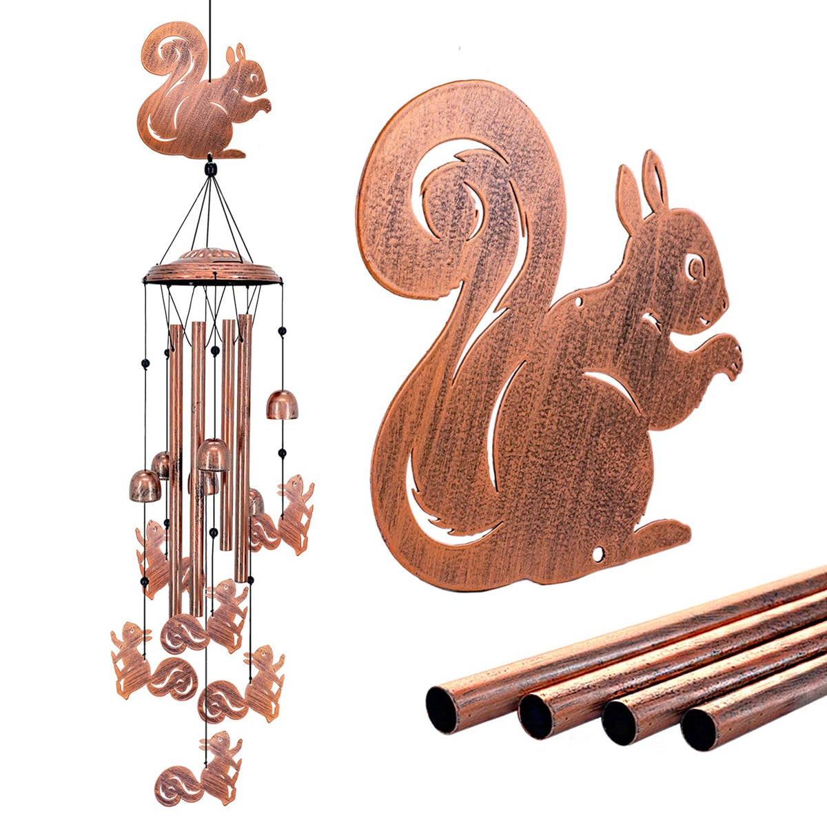 SRDJXY Squirrel Wind Chimes with unique squirrel design enhancing outdoor charm